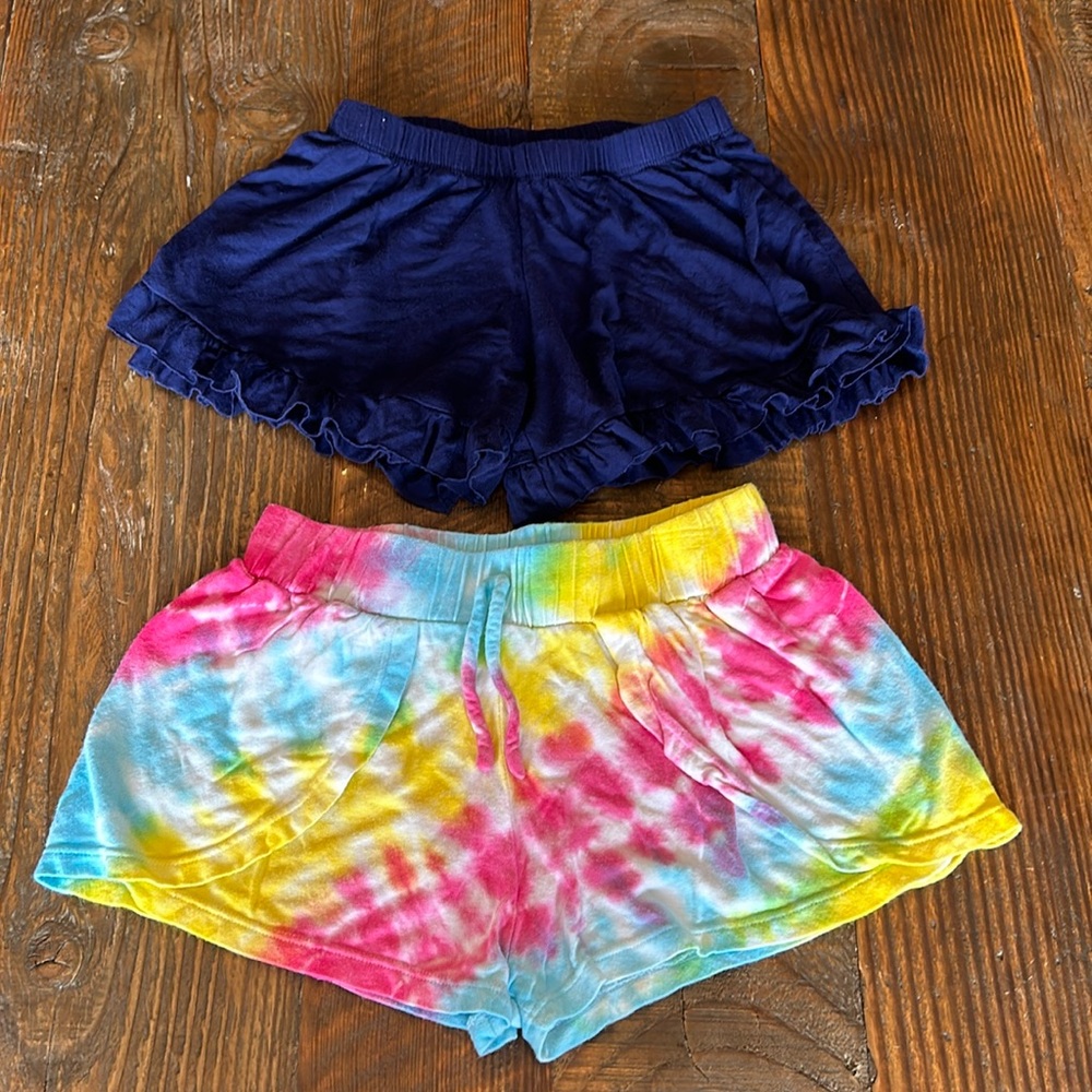 Lot of 2 Girls Size Medium Shorts.  Flowers by Zoe Tie Dye / Ruffle Shorts